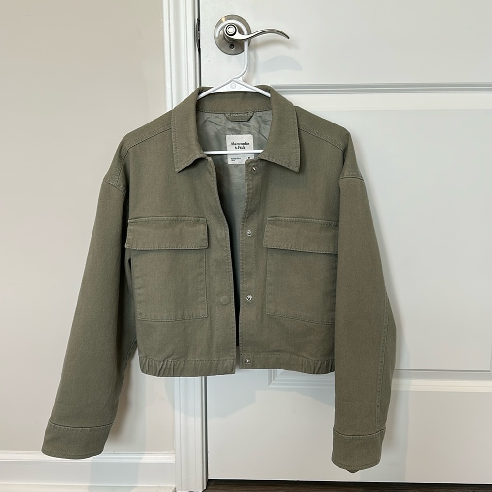 Abercrombie & Fitch Trucker Bomber Jacket | Size Medium | Olive Green